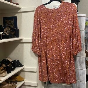 Fall smock floral dress- Ces Femme